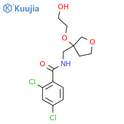 2,4-dichloro-N-{3-(2-hydroxyethoxy)oxolan-3-ylmethyl}benzamide structure