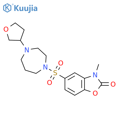 3-methyl-5-{4-(oxolan-3-yl)-1,4-diazepan-1-ylsulfonyl}-2,3-dihydro-1,3-benzoxazol-2-one structure