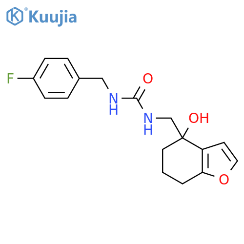 1-(4-fluorophenyl)methyl-3-(4-hydroxy-4,5,6,7-tetrahydro-1-benzofuran-4-yl)methylurea structure