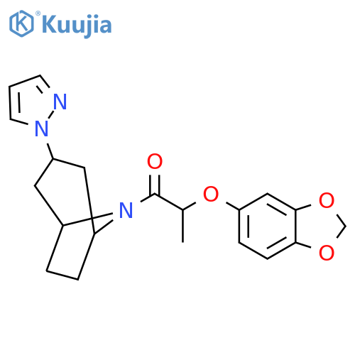2-(2H-1,3-benzodioxol-5-yloxy)-1-3-(1H-pyrazol-1-yl)-8-azabicyclo3.2.1octan-8-ylpropan-1-one structure