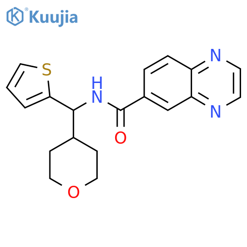 N-(oxan-4-yl)(thiophen-2-yl)methylquinoxaline-6-carboxamide structure