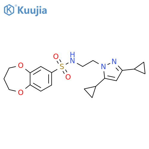 N-2-(3,5-dicyclopropyl-1H-pyrazol-1-yl)ethyl-3,4-dihydro-2H-1,5-benzodioxepine-7-sulfonamide structure