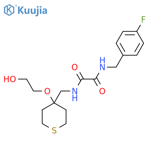 N'-(4-fluorophenyl)methyl-N-{4-(2-hydroxyethoxy)thian-4-ylmethyl}ethanediamide structure