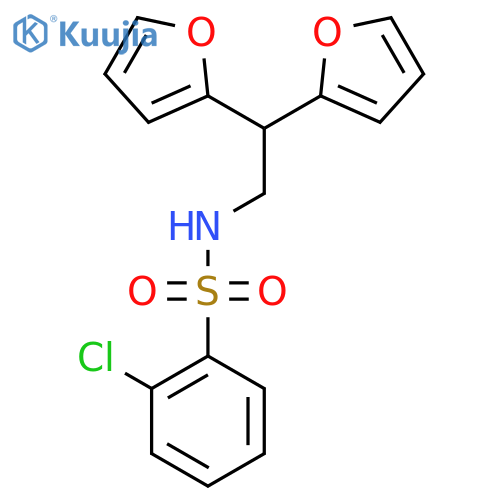 N-2,2-bis(furan-2-yl)ethyl-2-chlorobenzene-1-sulfonamide structure