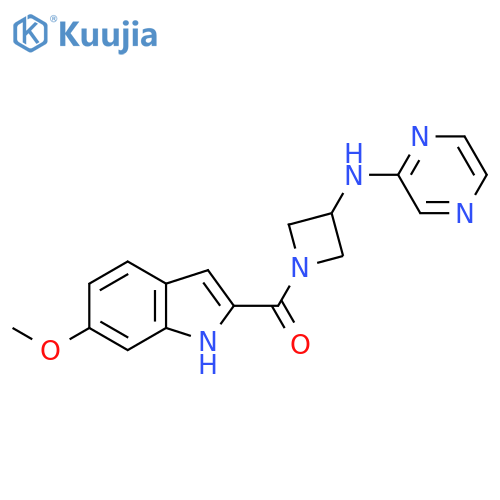 N-1-(6-methoxy-1H-indole-2-carbonyl)azetidin-3-ylpyrazin-2-amine structure