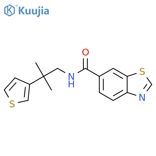 N-2-methyl-2-(thiophen-3-yl)propyl-1,3-benzothiazole-6-carboxamide structure