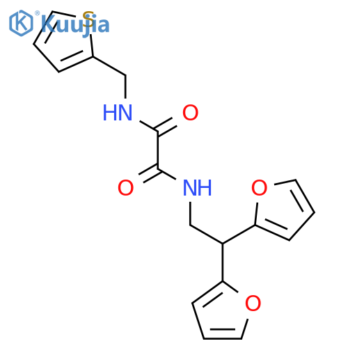 N-2,2-bis(furan-2-yl)ethyl-N'-(thiophen-2-yl)methylethanediamide structure