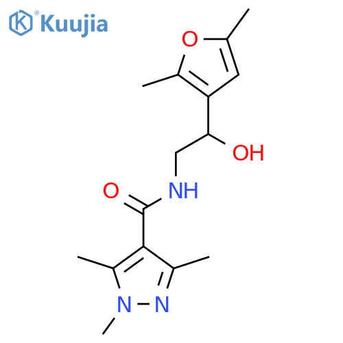 N-2-(2,5-dimethylfuran-3-yl)-2-hydroxyethyl-1,3,5-trimethyl-1H-pyrazole-4-carboxamide structure