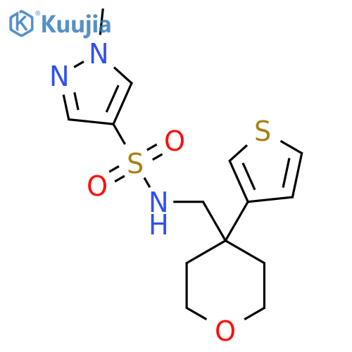 1-methyl-N-{4-(thiophen-3-yl)oxan-4-ylmethyl}-1H-pyrazole-4-sulfonamide structure