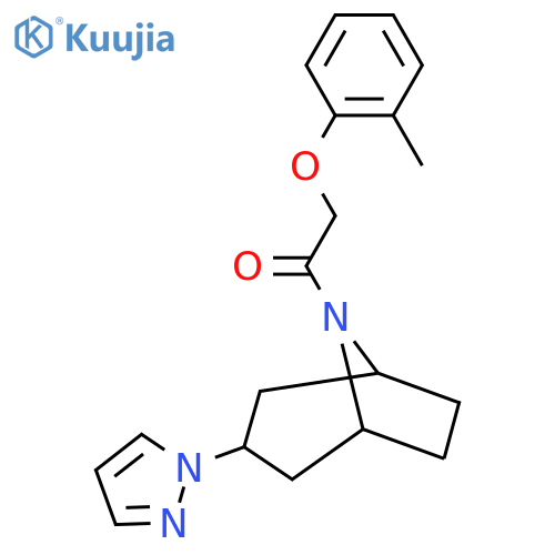 2-(2-methylphenoxy)-1-3-(1H-pyrazol-1-yl)-8-azabicyclo3.2.1octan-8-ylethan-1-one structure