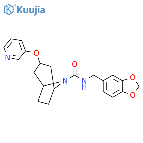 N-(2H-1,3-benzodioxol-5-yl)methyl-3-(pyridin-3-yloxy)-8-azabicyclo3.2.1octane-8-carboxamide structure