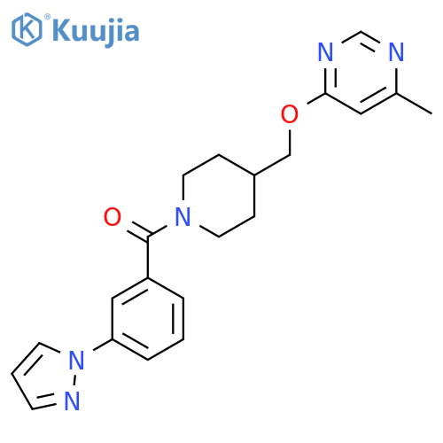 4-methyl-6-({1-3-(1H-pyrazol-1-yl)benzoylpiperidin-4-yl}methoxy)pyrimidine structure
