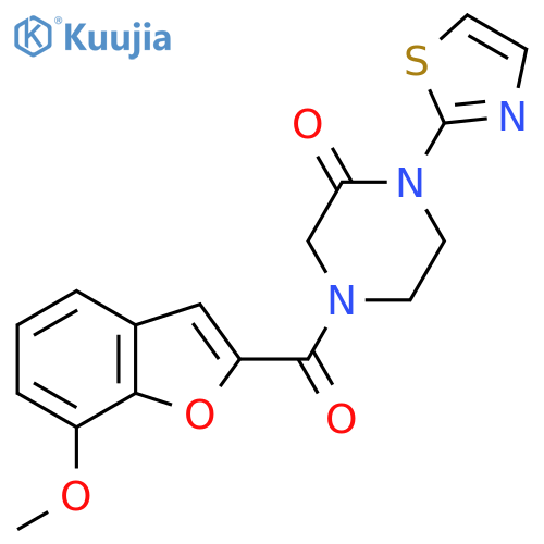 4-(7-methoxy-1-benzofuran-2-carbonyl)-1-(1,3-thiazol-2-yl)piperazin-2-one structure