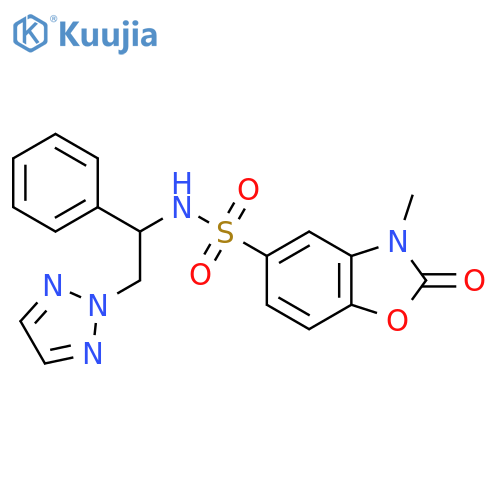 3-methyl-2-oxo-N-1-phenyl-2-(2H-1,2,3-triazol-2-yl)ethyl-2,3-dihydro-1,3-benzoxazole-5-sulfonamide structure