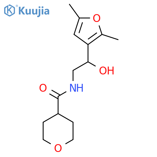 N-[2-(2,5-dimethylfuran-3-yl)-2-hydroxyethyl]oxane-4-carboxamide structure