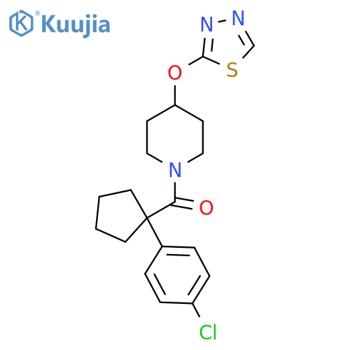 1-1-(4-chlorophenyl)cyclopentanecarbonyl-4-(1,3,4-thiadiazol-2-yloxy)piperidine structure