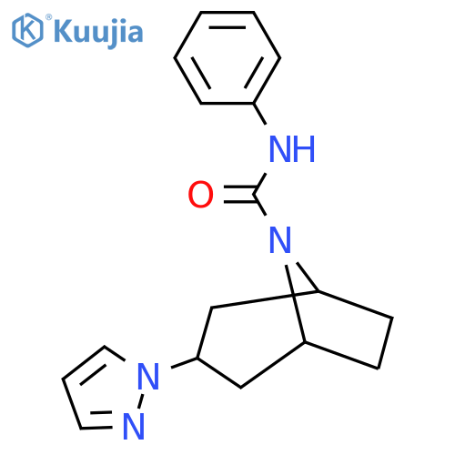 N-phenyl-3-(1H-pyrazol-1-yl)-8-azabicyclo3.2.1octane-8-carboxamide structure