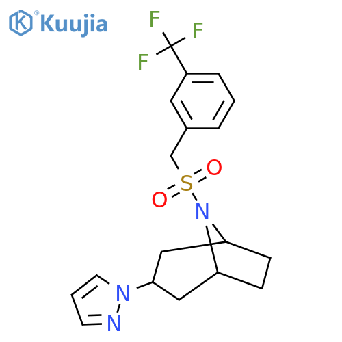 3-(1H-pyrazol-1-yl)-8-{3-(trifluoromethyl)phenylmethanesulfonyl}-8-azabicyclo3.2.1octane structure