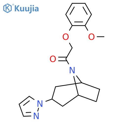 2-(2-methoxyphenoxy)-1-3-(1H-pyrazol-1-yl)-8-azabicyclo3.2.1octan-8-ylethan-1-one structure