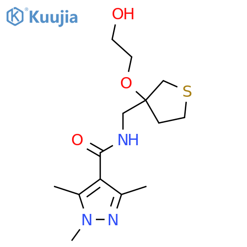 N-{3-(2-hydroxyethoxy)thiolan-3-ylmethyl}-1,3,5-trimethyl-1H-pyrazole-4-carboxamide structure