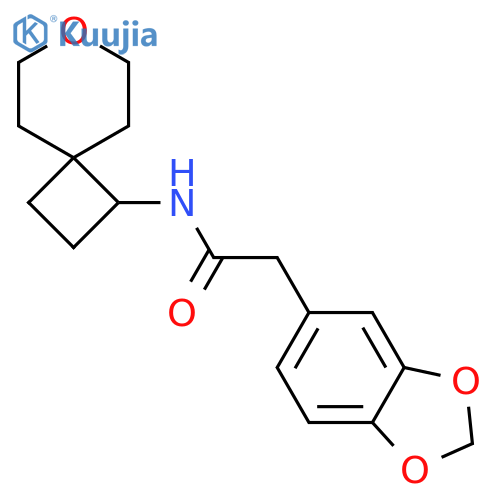 2-(2H-1,3-benzodioxol-5-yl)-N-{7-oxaspiro3.5nonan-1-yl}acetamide structure
