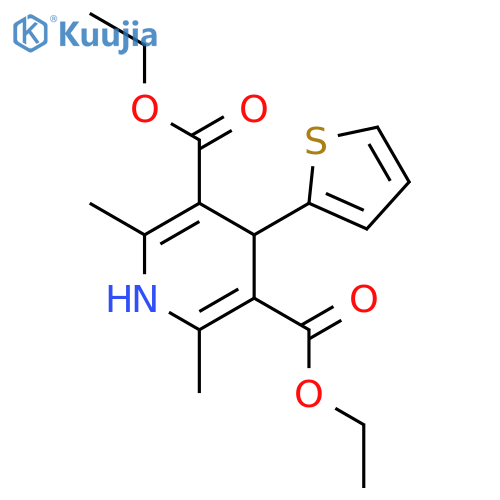 3,5-Pyridinedicarboxylicacid, 1,4-dihydro-2,6-dimethyl-4-(2-thienyl)-, 3,5-diethyl ester structure