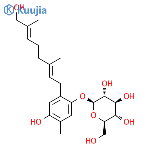 b-D-Glucopyranoside,4-hydroxy-2-[(2E,6Z)-8-hydroxy-3,7-dimethyl-2,6-octadienyl]-5-methylphenyl(9CI) structure