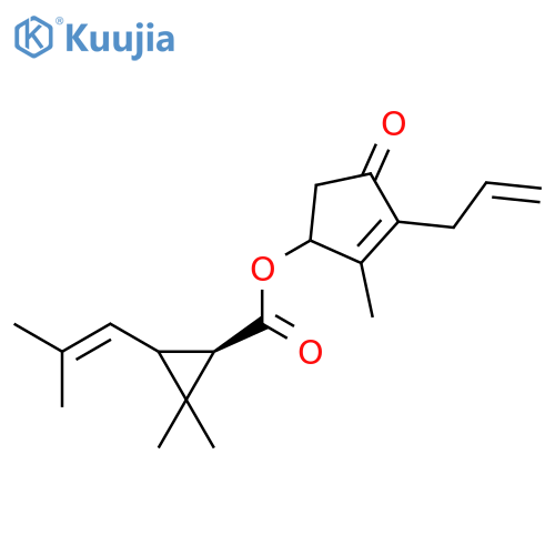 Cyclopropanecarboxylicacid, 2,2-dimethyl-3-(2-methyl-1-propen-1-yl)-,2-methyl-4-oxo-3-(2-propen-1-yl)-2-cyclopenten-1-yl ester, (1R)- structure