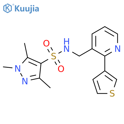 1,3,5-trimethyl-N-{2-(thiophen-3-yl)pyridin-3-ylmethyl}-1H-pyrazole-4-sulfonamide structure