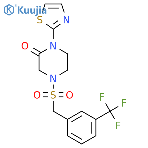 1-(1,3-thiazol-2-yl)-4-{3-(trifluoromethyl)phenylmethanesulfonyl}piperazin-2-one structure