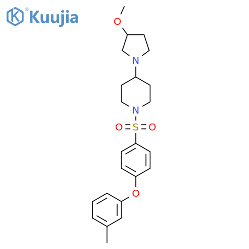 4-(3-methoxypyrrolidin-1-yl)-1-4-(3-methylphenoxy)benzenesulfonylpiperidine structure