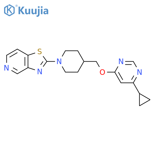 4-cyclopropyl-6-(1-{1,3thiazolo4,5-cpyridin-2-yl}piperidin-4-yl)methoxypyrimidine structure