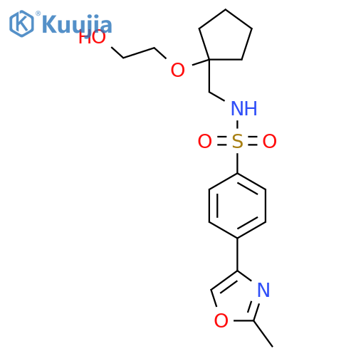 N-{1-(2-hydroxyethoxy)cyclopentylmethyl}-4-(2-methyl-1,3-oxazol-4-yl)benzene-1-sulfonamide structure