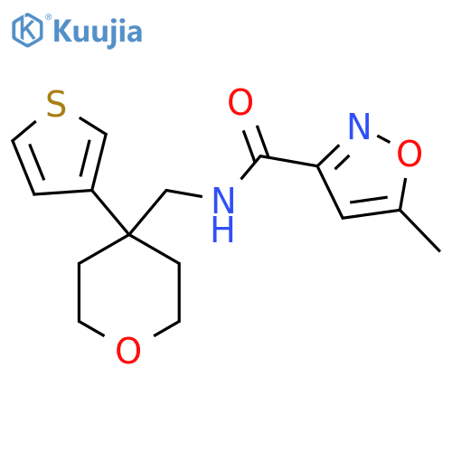 5-methyl-N-{4-(thiophen-3-yl)oxan-4-ylmethyl}-1,2-oxazole-3-carboxamide structure