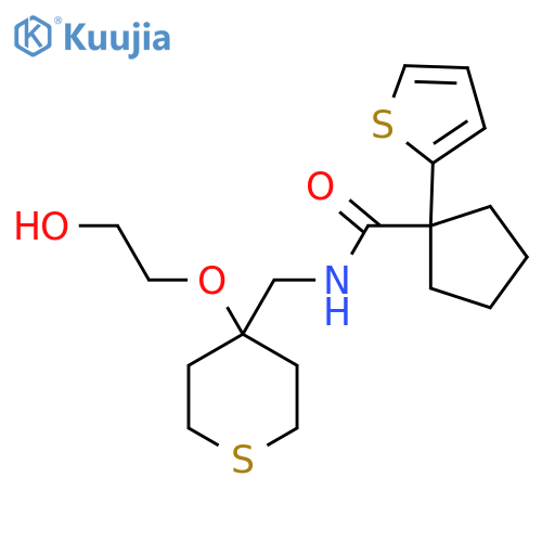 N-{4-(2-hydroxyethoxy)thian-4-ylmethyl}-1-(thiophen-2-yl)cyclopentane-1-carboxamide structure