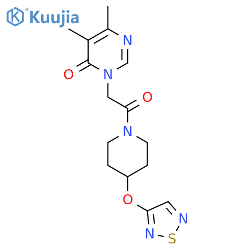 5,6-dimethyl-3-{2-oxo-2-4-(1,2,5-thiadiazol-3-yloxy)piperidin-1-ylethyl}-3,4-dihydropyrimidin-4-one structure