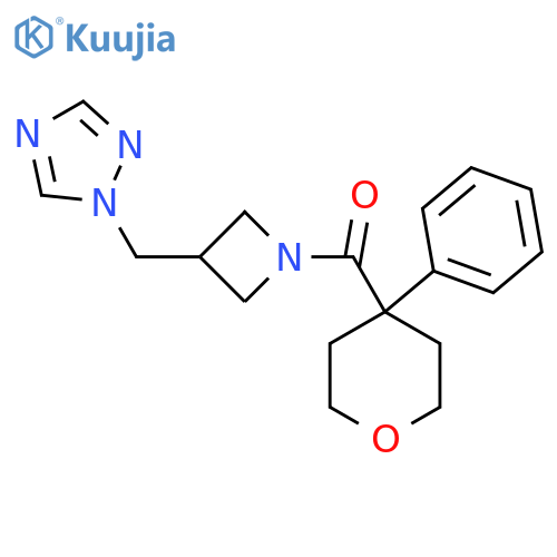 1-{1-(4-phenyloxane-4-carbonyl)azetidin-3-ylmethyl}-1H-1,2,4-triazole structure