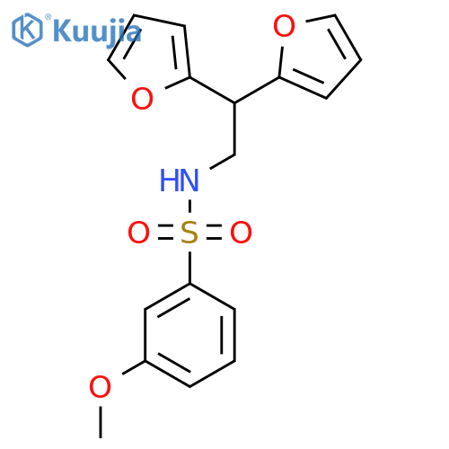 N-2,2-bis(furan-2-yl)ethyl-3-methoxybenzene-1-sulfonamide structure