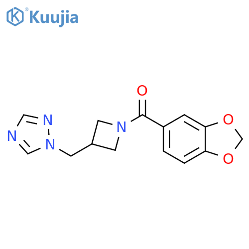 1-{1-(2H-1,3-benzodioxole-5-carbonyl)azetidin-3-ylmethyl}-1H-1,2,4-triazole structure