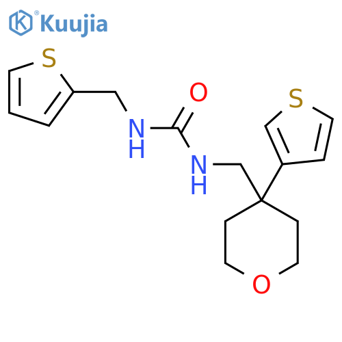 3-(thiophen-2-yl)methyl-1-{4-(thiophen-3-yl)oxan-4-ylmethyl}urea structure