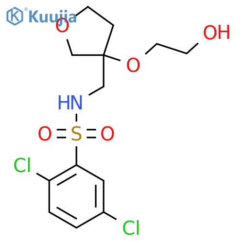 2,5-dichloro-N-{3-(2-hydroxyethoxy)oxolan-3-ylmethyl}benzene-1-sulfonamide structure