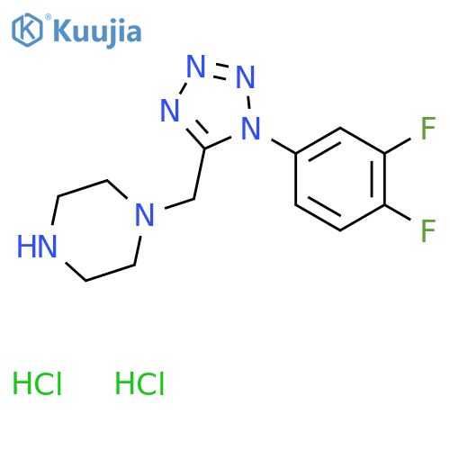 1-{1-(3,4-difluorophenyl)-1H-1,2,3,4-tetrazol-5-ylmethyl}piperazine dihydrochloride structure