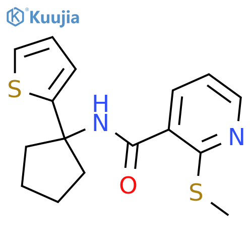 2-(methylsulfanyl)-N-1-(thiophen-2-yl)cyclopentylpyridine-3-carboxamide structure
