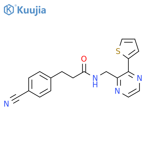 3-(4-cyanophenyl)-N-{3-(thiophen-2-yl)pyrazin-2-ylmethyl}propanamide structure