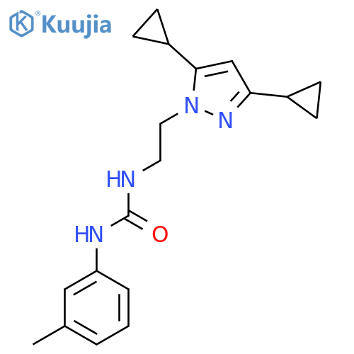 3-2-(3,5-dicyclopropyl-1H-pyrazol-1-yl)ethyl-1-(3-methylphenyl)urea structure