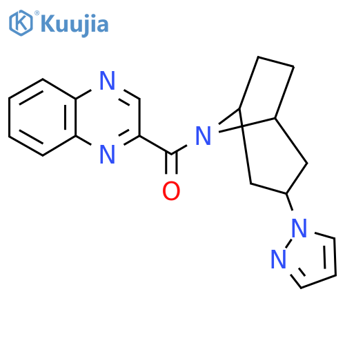 2-3-(1H-pyrazol-1-yl)-8-azabicyclo3.2.1octane-8-carbonylquinoxaline structure
