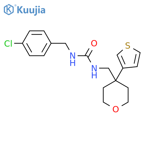 1-(4-chlorophenyl)methyl-3-{4-(thiophen-3-yl)oxan-4-ylmethyl}urea structure
