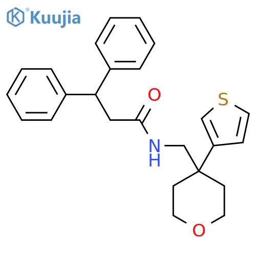 3,3-diphenyl-N-{4-(thiophen-3-yl)oxan-4-ylmethyl}propanamide structure