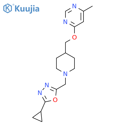 4-({1-(5-cyclopropyl-1,3,4-oxadiazol-2-yl)methylpiperidin-4-yl}methoxy)-6-methylpyrimidine structure