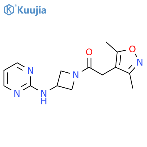 2-(3,5-dimethyl-1,2-oxazol-4-yl)-1-{3-(pyrimidin-2-yl)aminoazetidin-1-yl}ethan-1-one structure